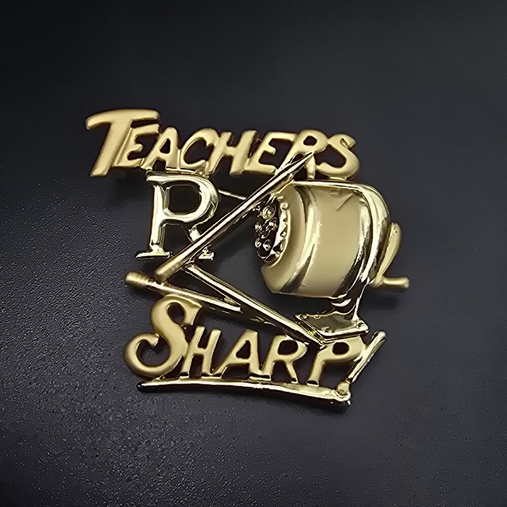 Danecraft Teacher's R Sharp Brooch Gold Tone Pencil Sharpener Appreciation Gift